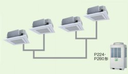 画像1: 東京・業務用エアコン　東芝　4方向吹出し　同時ダブルツイン　ワイヤードリモコン　一発節電　AUEF22465A　P224（8馬力）　スマートエコR　三相200V