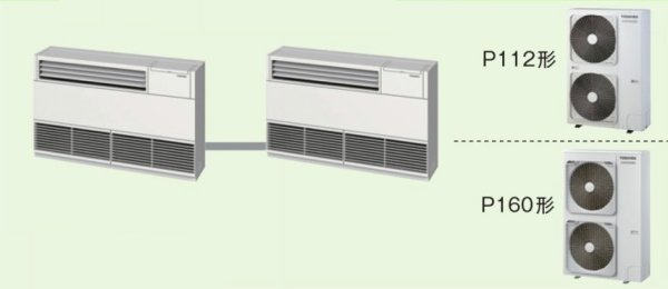 画像1: 東京・業務用エアコン　東芝　床置き　サイドタイプ　同時ツイン　ALSB11255B　P112（4馬力）　スーパーパワーエコキューブ　三相200V (1)